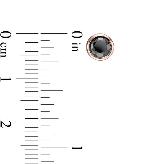 3/4 CT. T.W. Enhanced Black Diamond Bezel-Set Solitaire Stud Earrings in 10K Rose Gold 3/4 CT. T.W. Enhanced Black Diamond Bezel-Set Solitaire Stud Earrings in 10K Rose Gold