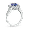 Thumbnail Image 3 of Cushion-Cut Tanzanite and 1/2 CT. T.W. Diamond Double Frame Split Shank Ring in 14K White Gold