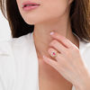 Thumbnail Image 2 of Oval Pink Tourmaline and 1/4 CT. T.W. Diamond Petal Frame Floral Bridal Set in 14K Gold