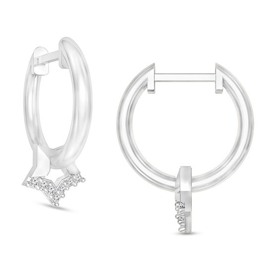 1/20 CT. T.w. Diamond Star Outline Hoop Earrings in Sterling Silver