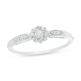 1/15 CT. T.W. Diamond Sunburst Promise Ring in 10K White Gold
