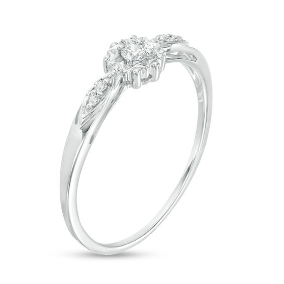 1/15 CT. T.w. Diamond Sunburst Promise Ring in 10K White Gold