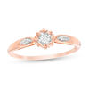 1/15 CT. T.W. Diamond Sunburst Promise Ring in 10K Rose Gold