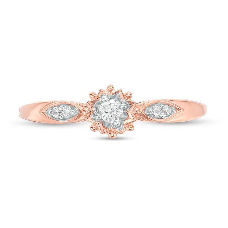 1/15 CT. T.W. Diamond Sunburst Promise Ring in 10K Rose Gold