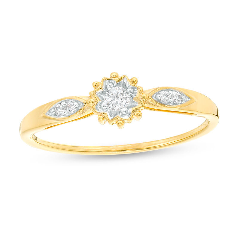 Main Image 1 of 1/15 CT. T.W. Diamond Sunburst Promise Ring in 10K Gold