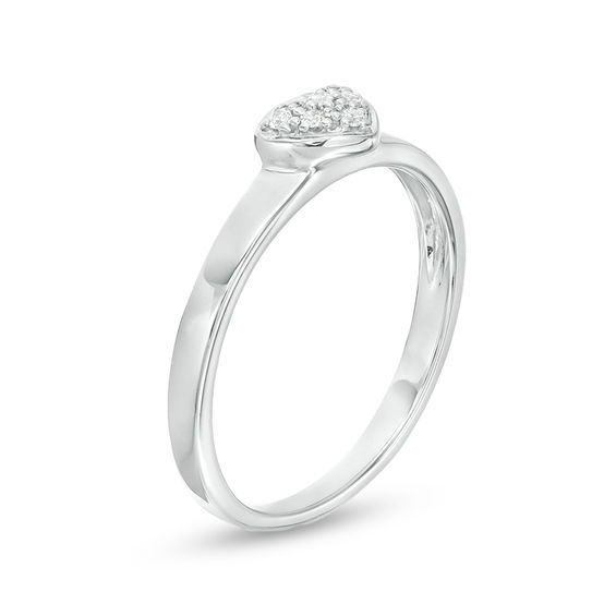 1/20 CT. T.w. Composite Diamond Heart-Shaped Promise Ring in 14K White Gold