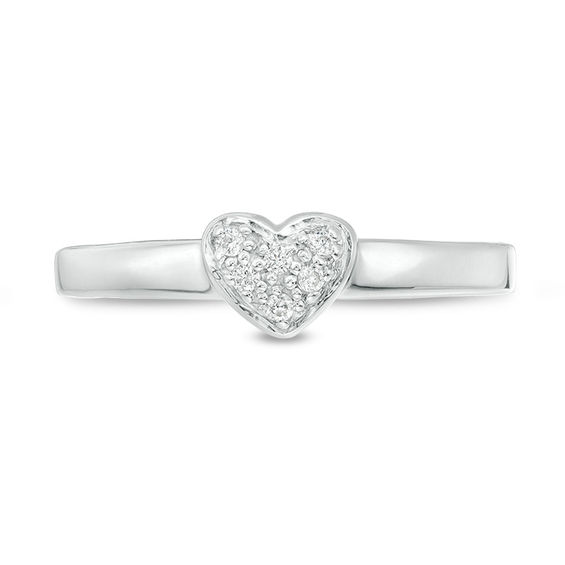 1/20 CT. T.w. Composite Diamond Heart-Shaped Promise Ring in 14K White Gold