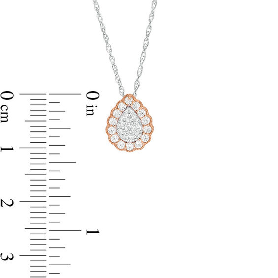 1/3 CT. T.W. Composite Teardrop Diamond Scallop Frame Vintage-Style Pendant in 10K Two-Tone Gold 1/3 CT. T.W. Composite Teardrop Diamond Scallop Frame Vintage-Style Pendant in 10K Two-Tone Gold