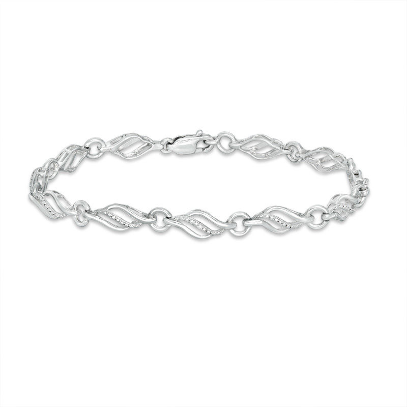 Main Image 4 of Diamond Accent Flame Bracelet in Sterling Silver - 7.5"