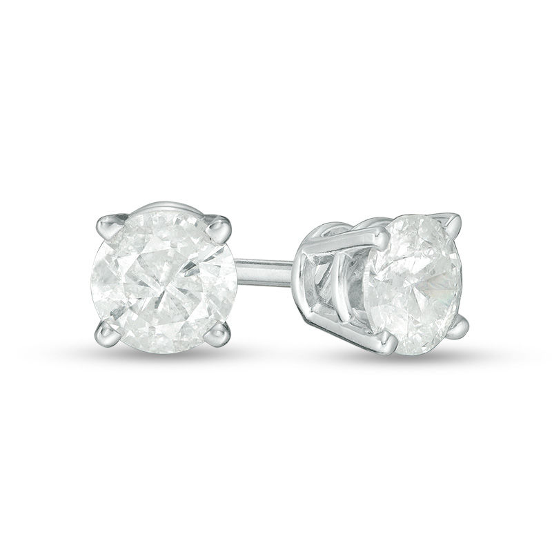 Main Image 1 of 1/2 CT. T.W. Diamond Solitaire Stud Earrings in 10K White Gold (J/I3)