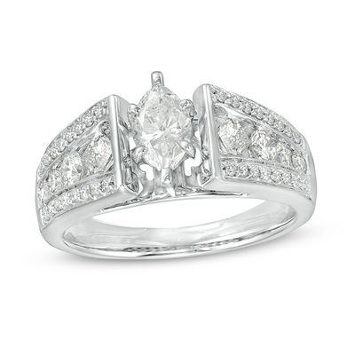 1 1 2 Ct T W Marquise Diamond Engagement Ring In 14k White Gold Zales