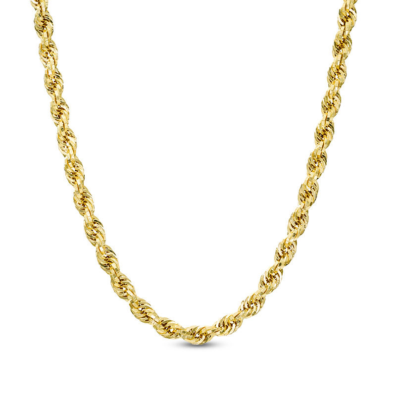 5.0mm Glitter Rope Chain Necklace in Hollow 10K Gold - 24"