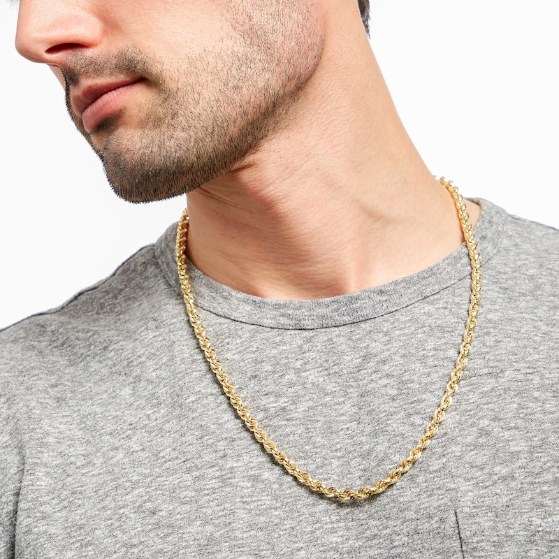 Main Image 2 of 5.0mm Glitter Rope Chain Necklace in Hollow 10K Gold - 24"