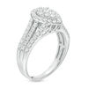 Thumbnail Image 3 of 0.95 CT. T.W. Pear-Shaped Multi-Diamond Frame Multi-Row Ring in 10K White Gold