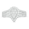 Thumbnail Image 4 of 0.95 CT. T.W. Pear-Shaped Multi-Diamond Frame Multi-Row Ring in 10K White Gold