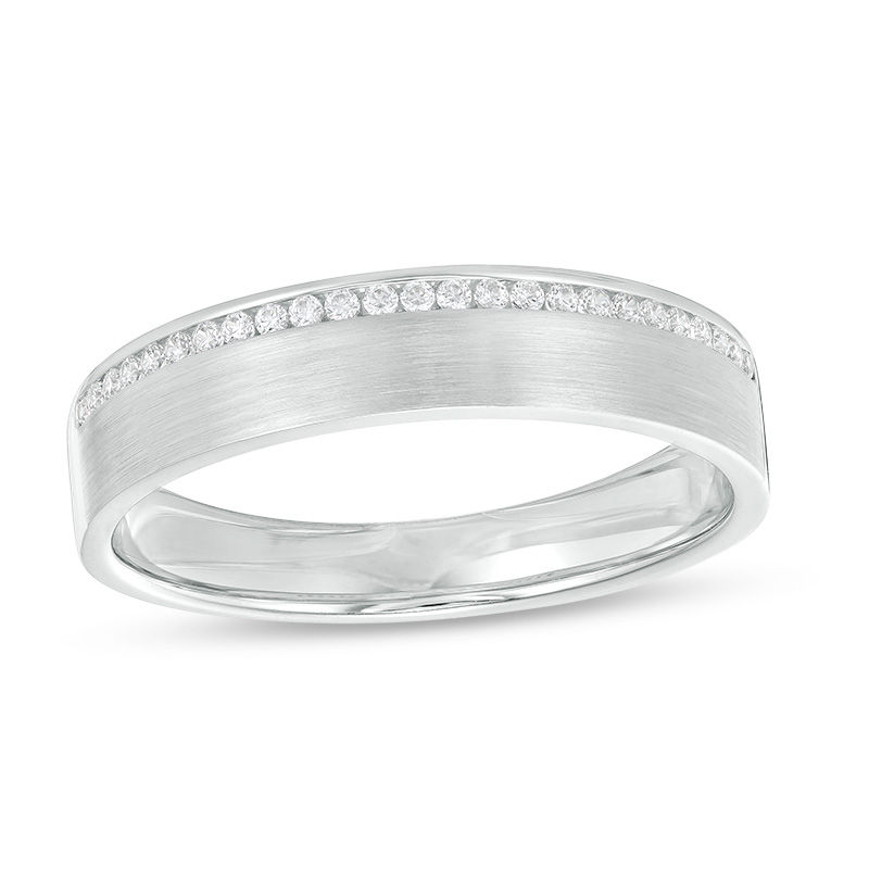 Men's 1/8 CT. T.W. Diamond Channel-Set Wedding Band in 10K White Gold