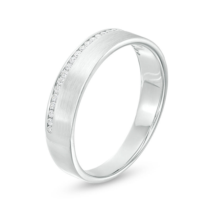 Men's 1/8 CT. T.W. Diamond Channel-Set Wedding Band in 10K White Gold