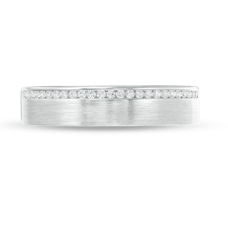 Main Image 4 of 1/8 CT. T.W. Diamond Channel-Set Wedding Band in 10K White Gold