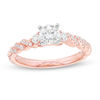 Thumbnail Image 1 of 3/4 CT. T.W. Diamond Three Stone Engagement Ring in 14K Rose Gold