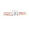 Thumbnail Image 3 of 3/4 CT. T.W. Diamond Three Stone Engagement Ring in 14K Rose Gold