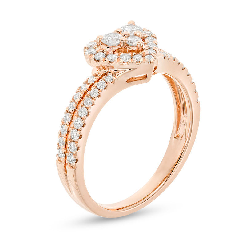 Main Image 3 of 5/8 CT. T.W. Composite Diamond Heart-Shaped Engagement Ring in 10K Rose Gold