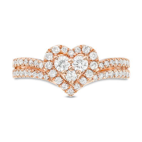 5/8 CT. T.w. Composite Diamond Heart-Shaped Engagement Ring in 10K Rose Gold