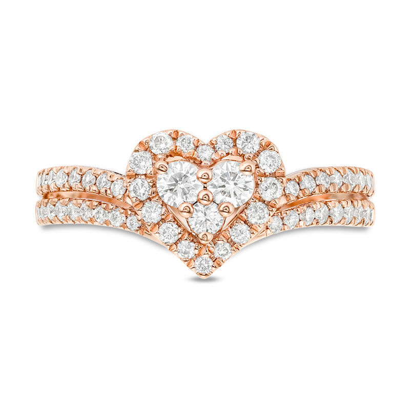 Main Image 4 of 5/8 CT. T.W. Composite Diamond Heart-Shaped Engagement Ring in 10K Rose Gold