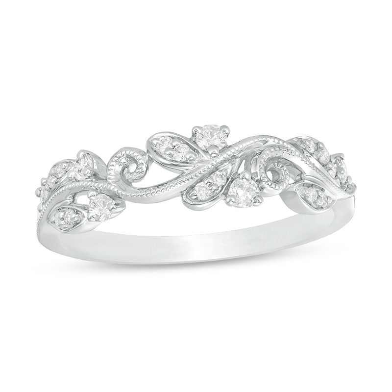 1/5 CT. T.W. Diamond Vine Vintage-Style Band in 10K White Gold