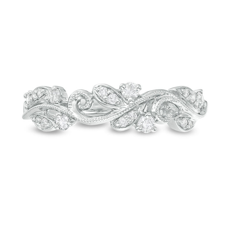 1/5 CT. T.W. Diamond Vine Vintage-Style Band in 10K White Gold