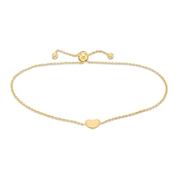 Heart Disc Bolo Bracelet in 14K Gold - 9.5"