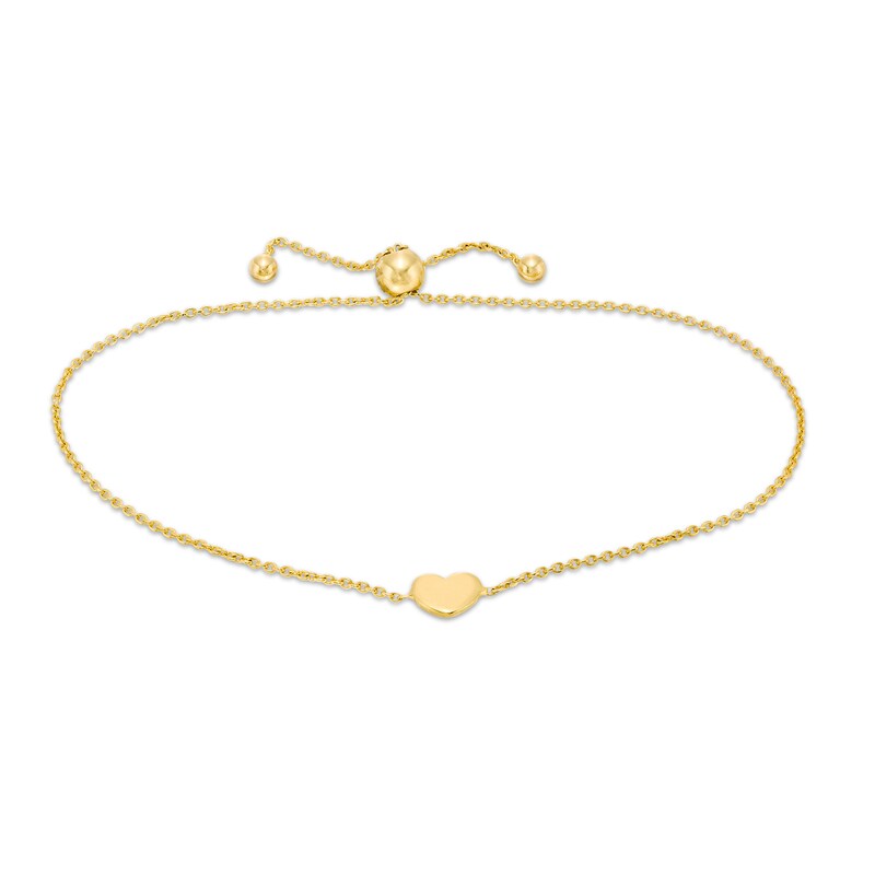Main Image 1 of Heart Disc Bolo Bracelet in 14K Gold - 9.5"