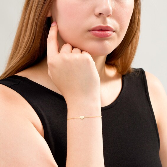 Heart Disc Bolo Bracelet in 14K Gold - 9.5"