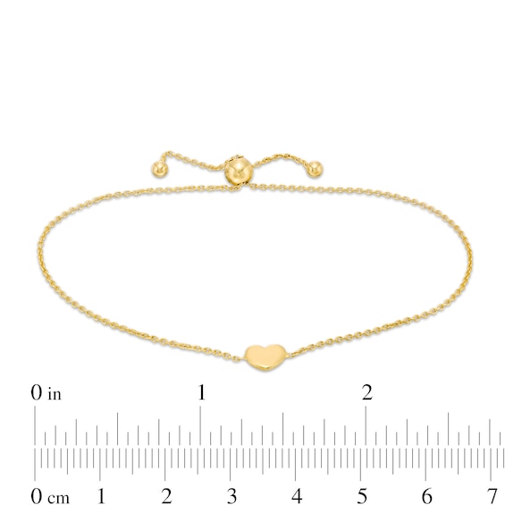 Heart Disc Bolo Bracelet in 14K Gold - 9.5"