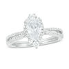 Thumbnail Image 0 of 1-1/3 CT. T.W. Certified Pear-Shaped Diamond Frame Engagement Ring  in 14K White Gold  (I/I1)