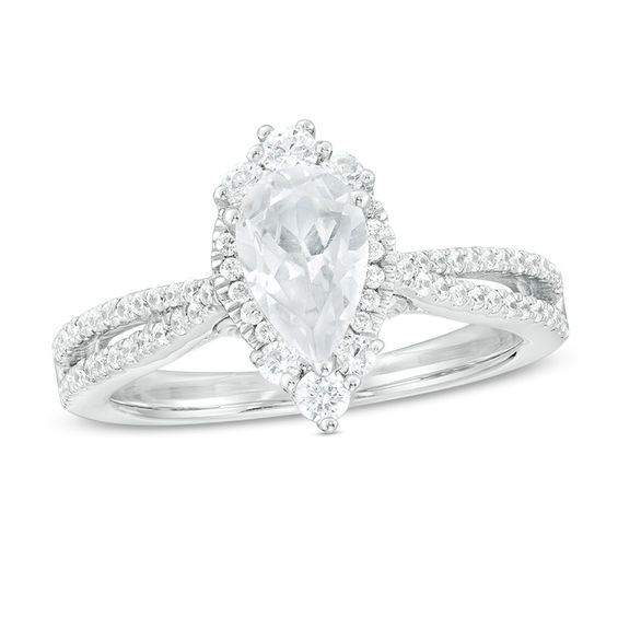 1-1/3 CT. T.w. Certified Pear-Shaped Diamond Frame Engagement Ring in 14K White Gold (I/I1)