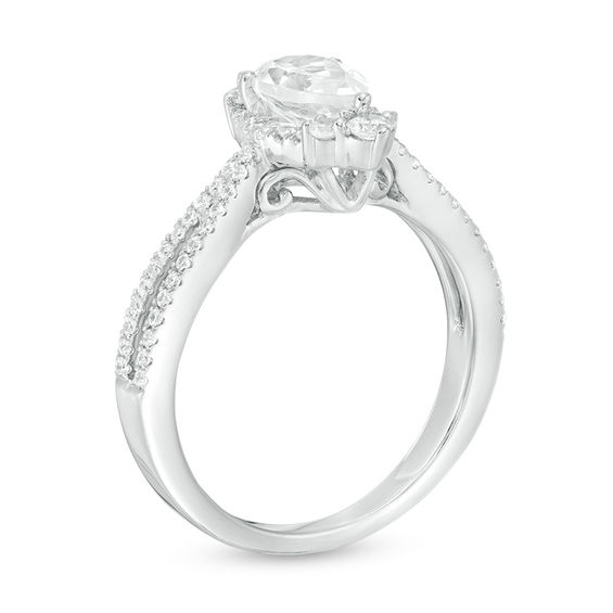 1-1/3 CT. T.w. Certified Pear-Shaped Diamond Frame Engagement Ring in 14K White Gold (I/I1)