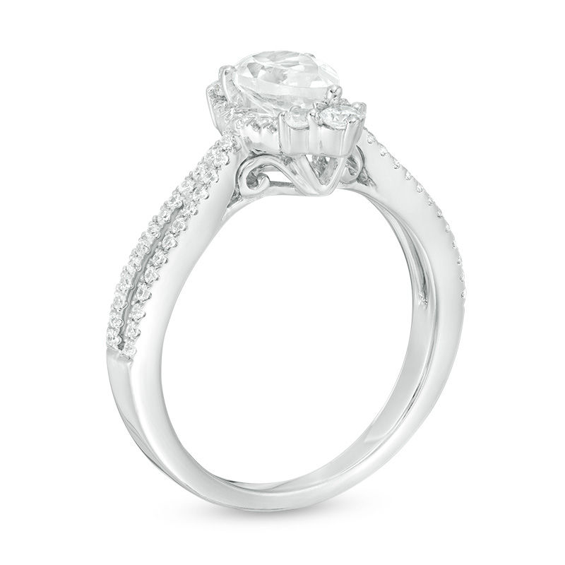 Main Image 3 of 1-1/3 CT. T.W. Certified Pear-Shaped Diamond Frame Engagement Ring  in 14K White Gold  (I/I1)