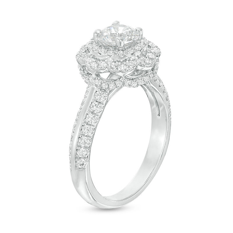 Main Image 2 of 1-1/2 CT. T.W. Diamond Scallop Frame Engagement Ring in 14K White Gold