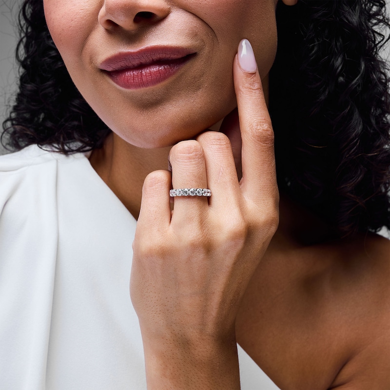 Main Image 2 of 1-1/2 CT. T.W. Certified Diamond Nine Stone Band in 14K White Gold (I/SI2)