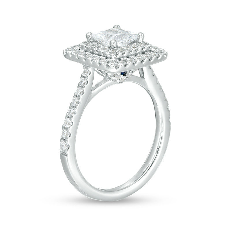 Vera Wang Love Collection 1-3/4 CT. T.W. Certified Princess-Cut Diamond Frame Engagement Ring in 14K White Gold (I/SI2)