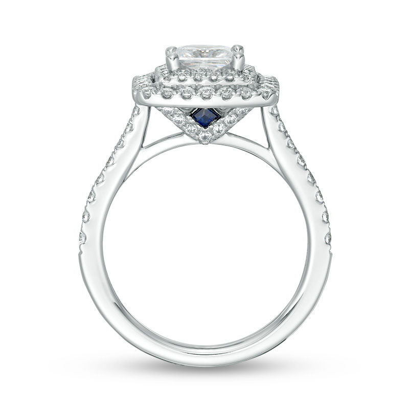 Vera Wang Love Collection 1-3/4 CT. T.W. Certified Princess-Cut Diamond Frame Engagement Ring in 14K White Gold (I/SI2)