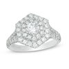 Thumbnail Image 1 of Vera Wang Love Collection 1-5/8 CT. T.W. Diamond Hexagon Double Frame Engagement Ring in 14K White Gold
