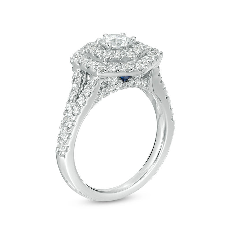 Vera Wang Love Collection 1-5/8 CT. T.W. Diamond Hexagon Double Frame Engagement Ring in 14K White Gold