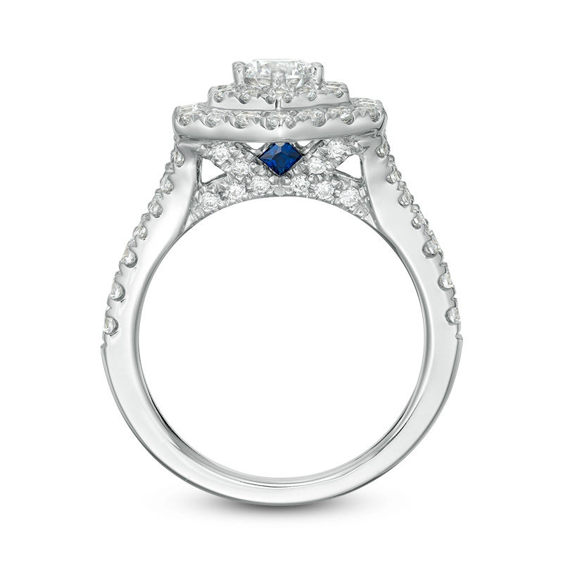 Vera Wang Love Collection 1-5/8 CT. T.W. Diamond Hexagon Double Frame Engagement Ring in 14K White Gold
