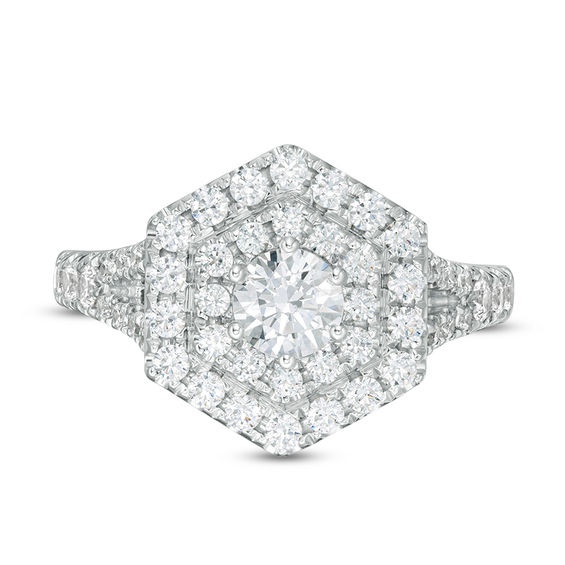 Vera Wang Love Collection 1-5/8 CT. T.w. Diamond Hexagon Double Frame Engagement Ring 14K White Gold