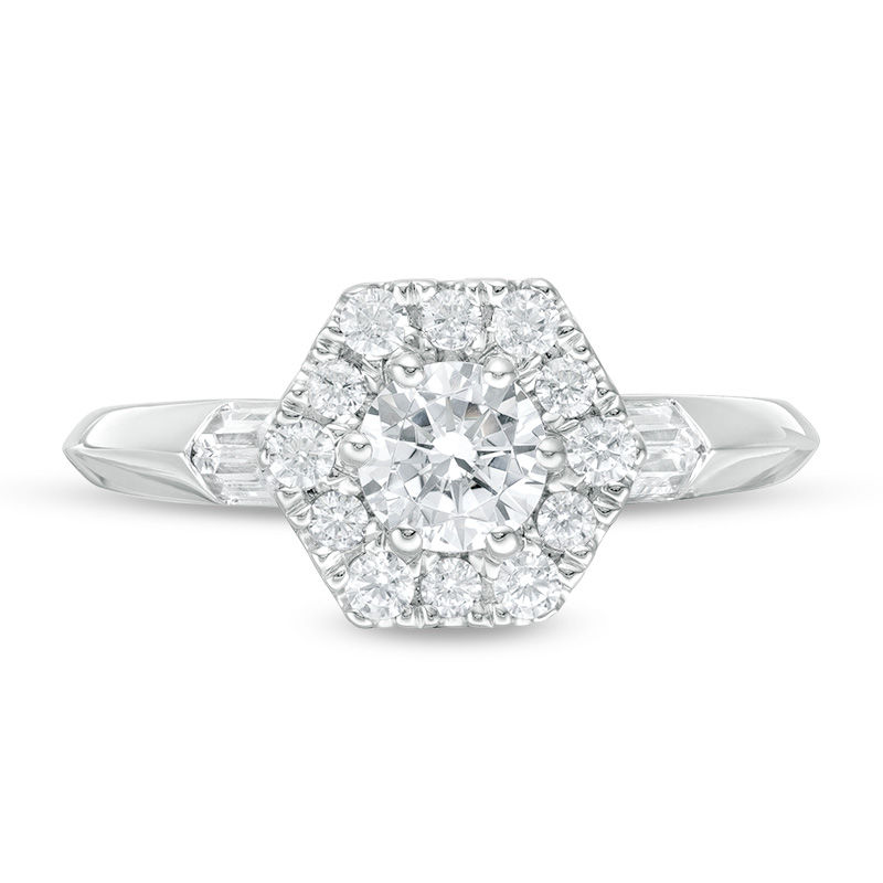 Main Image 4 of Vera Wang Love Collection 1 CT. T.W. Diamond Hexagon Frame Engagement Ring in 14K White Gold