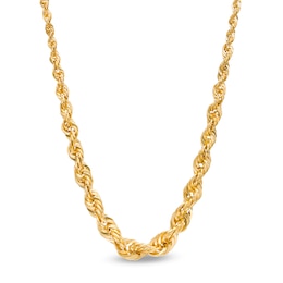 Adjustable Diamond-Cut Graduated Rope Chain Necklace in Hollow 14K Gold - 18"