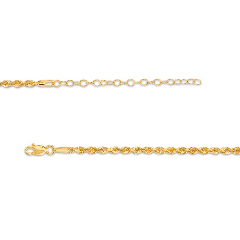 Adjustable Diamond-Cut Graduated Rope Chain Necklace in Hollow 14K Gold - 18"