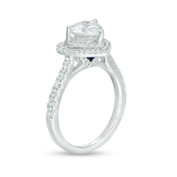 Vera Wang Love Collection 1-1/2 CT. T.w. Certified Heart-Shaped Diamond Frame Engagement Ring in 14K White Gold (I/Si2)