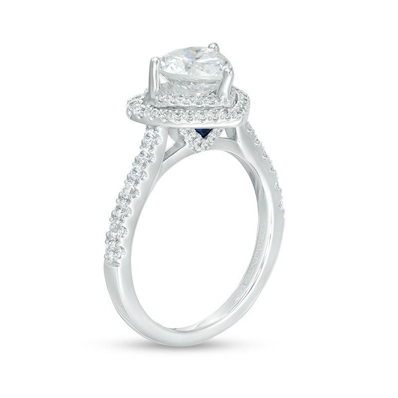 Vera Wang Love Collection 1-1/2 CT. T.W. Certified Heart-Shaped Diamond Frame Engagement Ring in 14K White Gold (I/SI2)